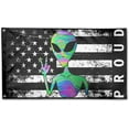 thumbnail image 1 of Proud American Flag with Psychedelic Alien Outdoor Garden Decoration Flag, 1 of 5