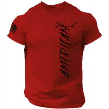 Proud American T Shirt USA Flag Military Patriotic Tee 100% Cotton
