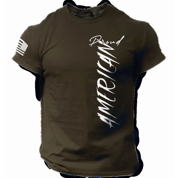 Proud American T Shirt USA Flag Military Patriotic Tee 100% Cotton