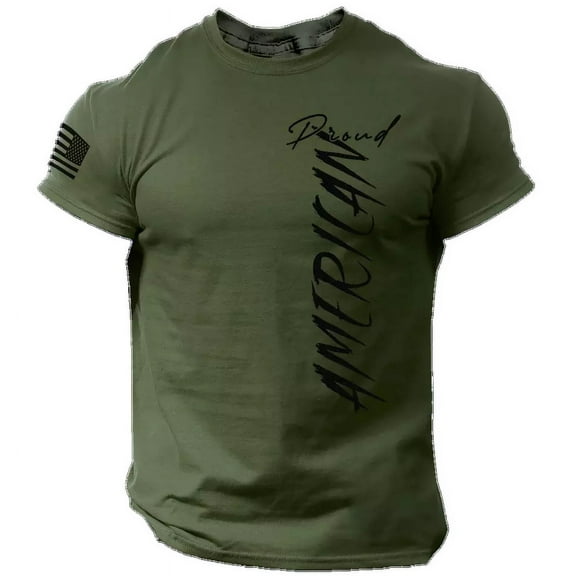 Proud American T Shirt USA Flag Military Patriotic Tee 100% Cotton