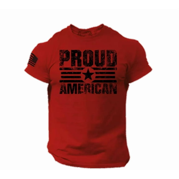 Proud American USA Flag Distressed Men T Shirt Patriotic Cotton Tee S - 2XL