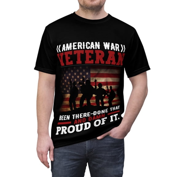 Proud American Veteran Unisex AOP Cut & Sew Tee S-3XL