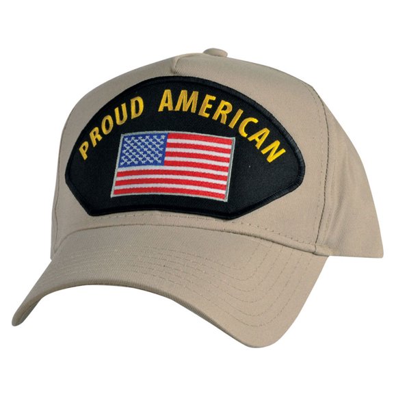 Proud American With Embroidered Flag Khaki Hat
