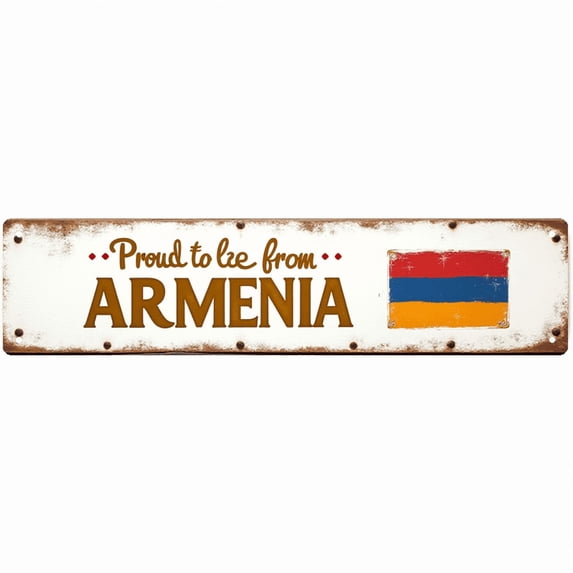"Proud to be from Armenia" Tin Sign - 16x4 Inches National Pride Decor for Wall, Great for Bedroom, Living Room, Office | indie room decor, unique wall decor, vintage decor for home