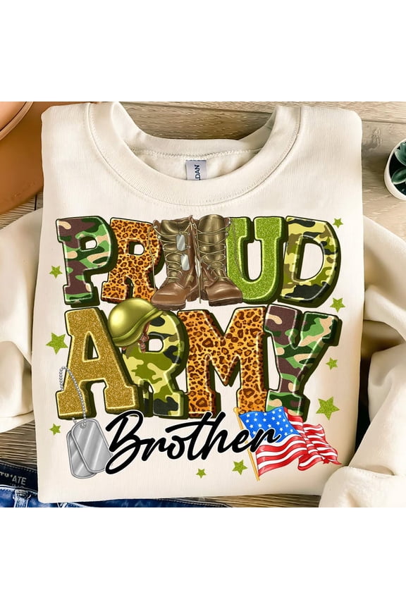 Proud Army Brother Sweatshirt, Military Family Camouflage Pullover, Patriotic Brother of Soldier Shirt, Army Support Gift