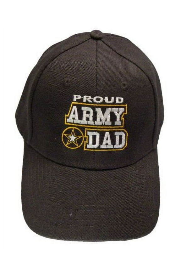 Proud Army Dad Baseball Cap Black Patriotic Mens U.S. Military Hat