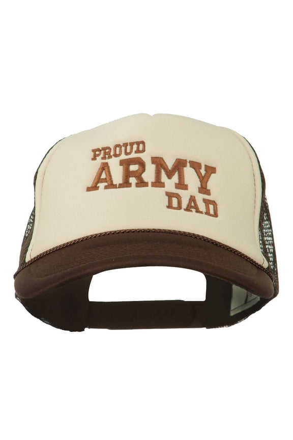 Proud Army Dad Embroidered Foam Mesh Cap - Brown Tan OSFM