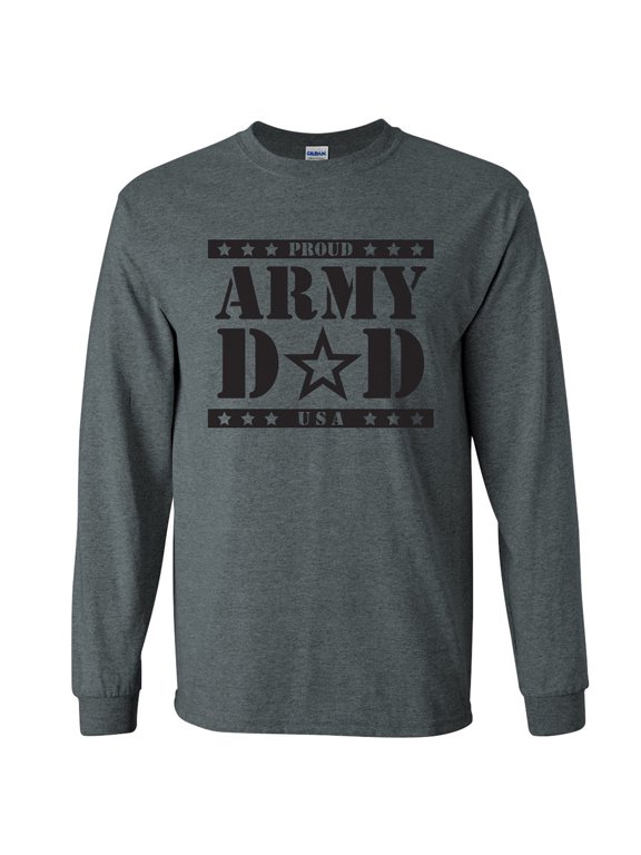 Proud Army Dad Long Sleeve T-Shirt in Dark Heather Gray