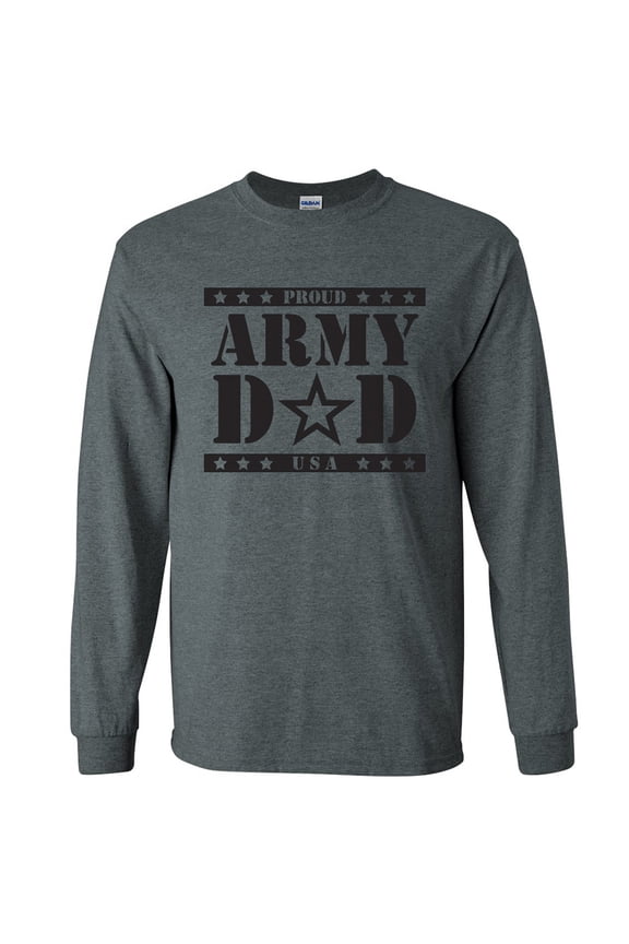 Proud Army Dad Long Sleeve T-Shirt in Dark Heather Gray