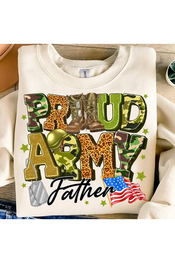Proud Army Dad Sweatshirt, Military Father Camouflage Pullover, Patriotic Army Family Shirt, Father of Soldier Gift