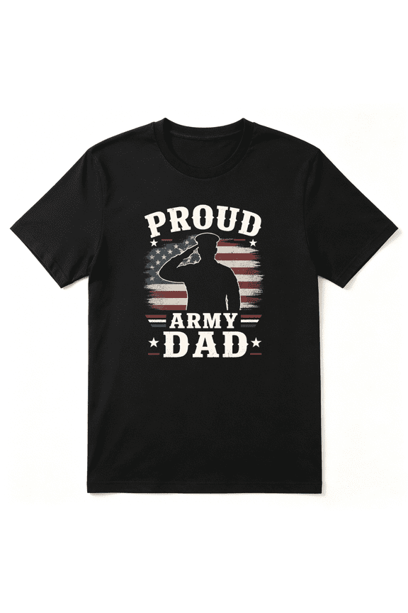 Proud Army Dad USA Flag Retro Graphic Tee For Men, Veteran Dad Birthday Gift Cotton Short Sleeves T-Shirt