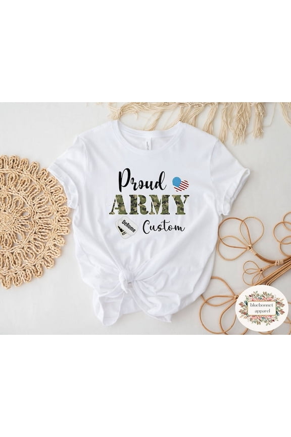 Proud Army Family T-Shirt, Custom Military Matching Shirts, Soldier Mom Tee, Patriotic USA Family Outfit