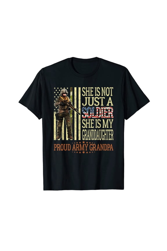 Proud Army Grandpa Gift T-Shirt with Military Design Celebrating Granddaughter's Service