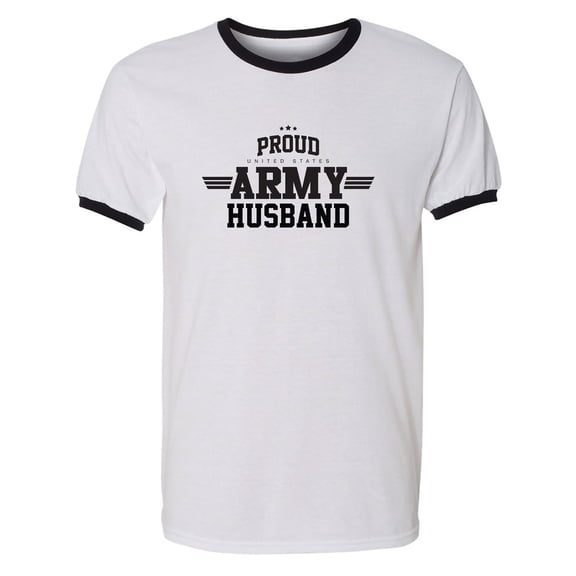 Proud Army HUSBAND Adult Short Sleeve Ringer T-shirt