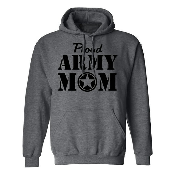 Proud Army Mom Hooded Sweatshirt in Dark Heather Gray