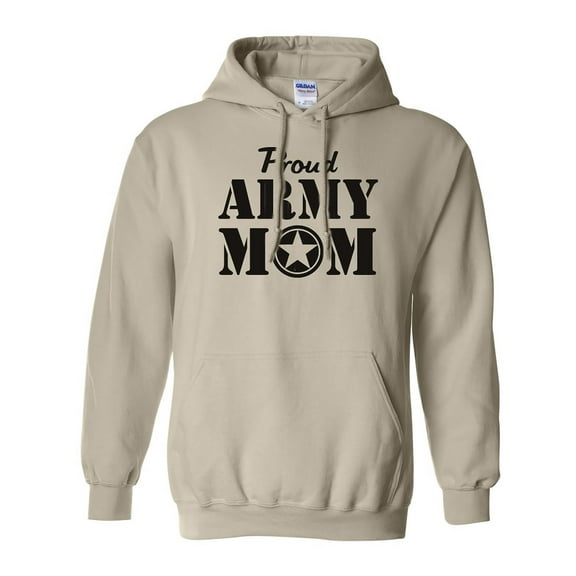 Proud Army Mom Hooded Sweatshirt in Sand