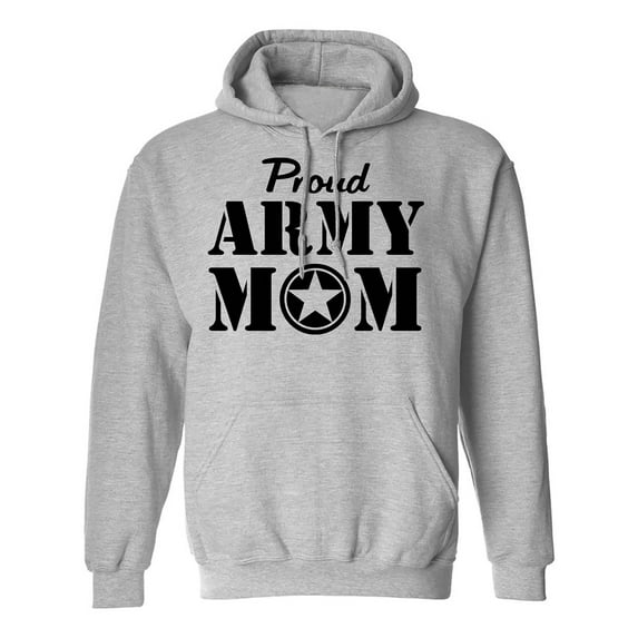 Proud Army Mom Hooded Sweatshirt in Sport Gray