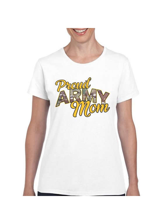 Proud Army Mom T-Shirt US Military Family Pride Veteran Patriotic Armed Forces Mother's Day Licensed Women's Tee