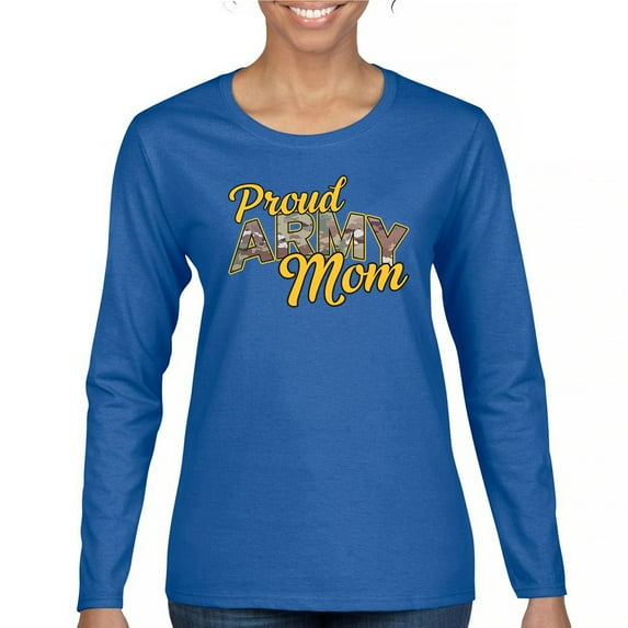 Proud Army Mom Women's Long Sleeve T-shirt US Military Family Pride Veteran Patriotic Armed Forces Mother's Day Licensed
