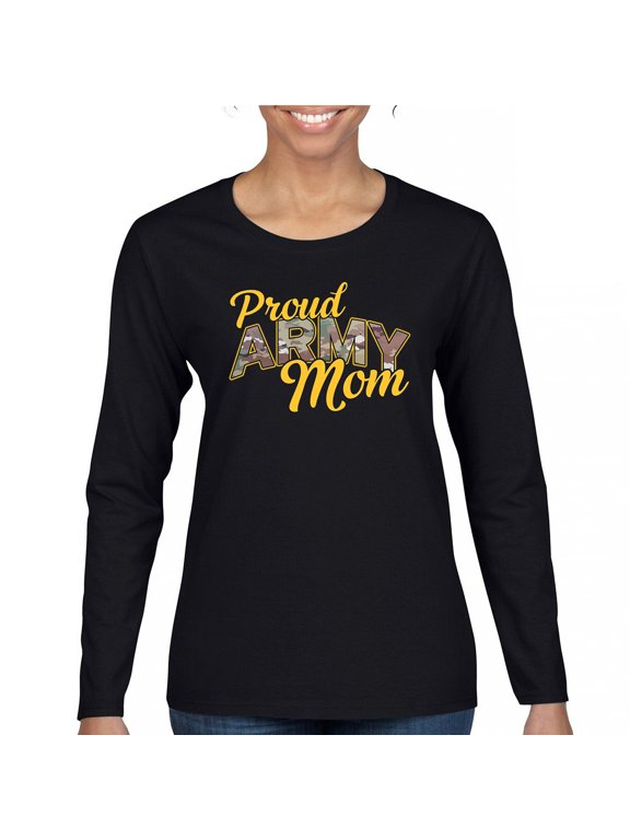 Proud Army Mom Women's Long Sleeve T-shirt US Military Family Pride Veteran Patriotic Armed Forces Mother's Day Licensed