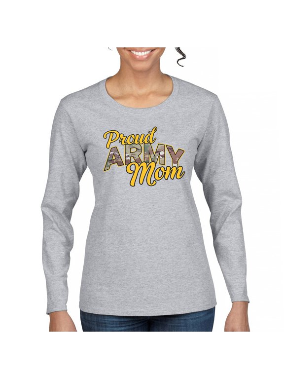 Proud Army Mom Women's Long Sleeve T-shirt US Military Family Pride Veteran Patriotic Armed Forces Mother's Day Licensed