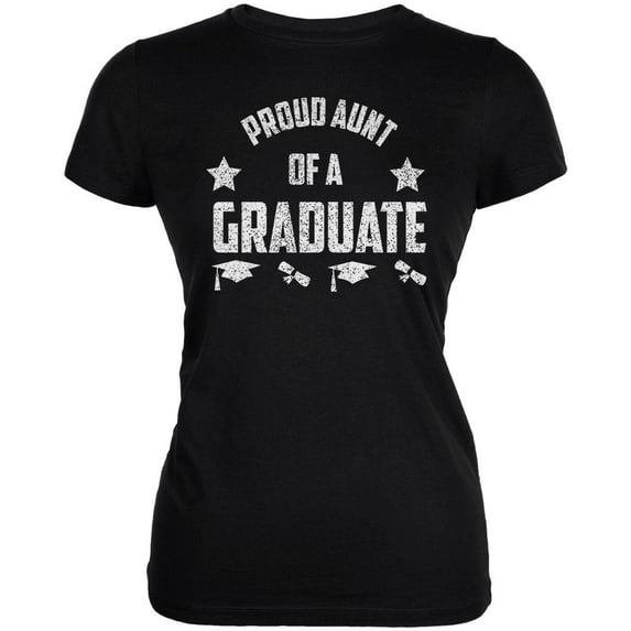 Proud Aunt Graduate Juniors Soft T Shirt Black SM