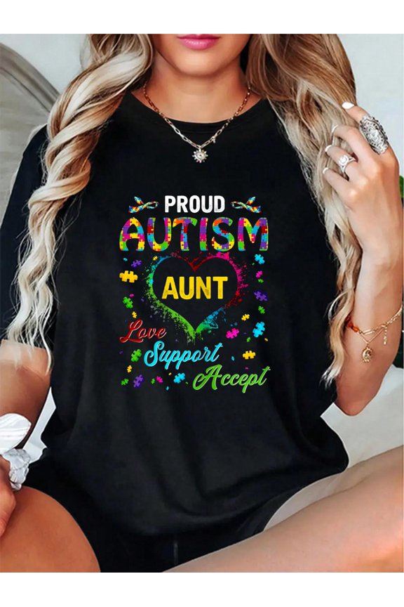 Proud Aunt Love Support Accept Help Awareness T-Shirt
