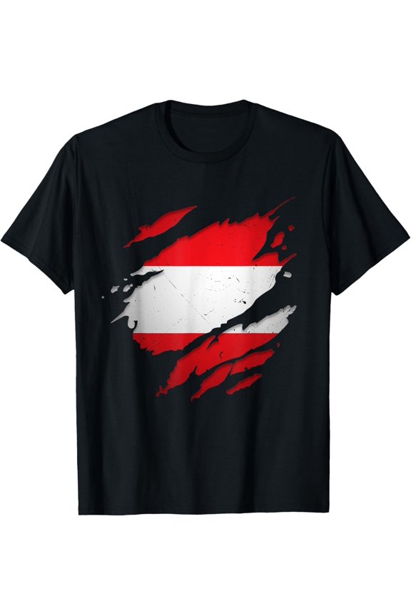 Proud Austrian Shirts | Torn Ripped Austria Flag T-Shirt