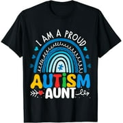 Proud Autism Aunt Autism Awareness Auntie Month Rainbow T-Shirt