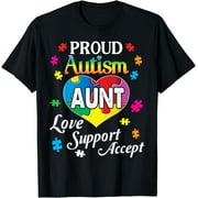Proud Autism Aunt Love Support Accept Help Awareness Month T-Shirt