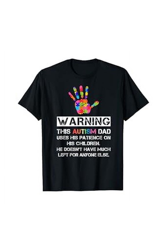 Proud Autism Dad Puzzle Handprint Graphic T-Shirt for Awareness & Support