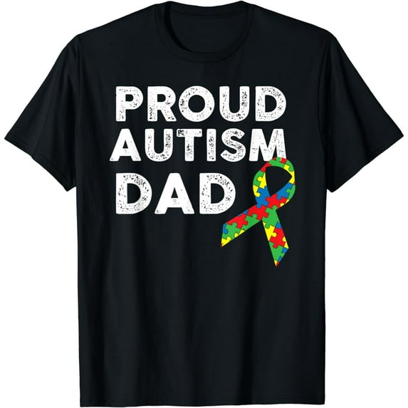 Proud Autism Dad Ribbon Puzzle Piece T-Shirt