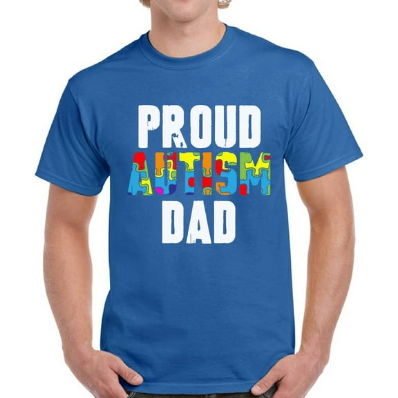 Proud Autism Dad Shirt for Men Autism Awareness Color Puzzle Graphic Tee