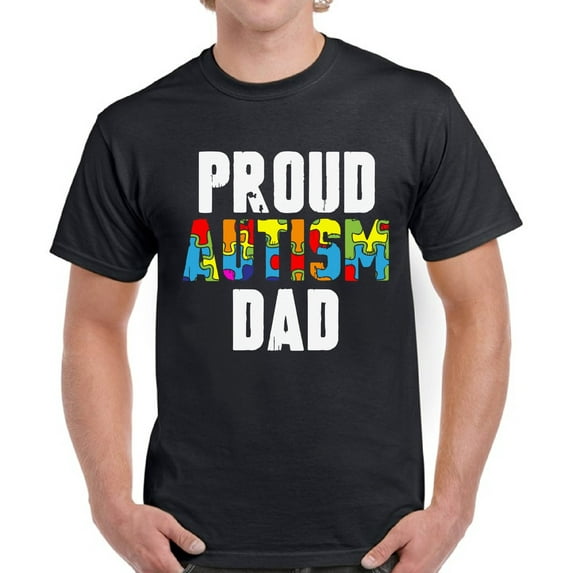 Proud Autism Dad Shirt for Men Autism Awareness Color Puzzle Graphic Tee