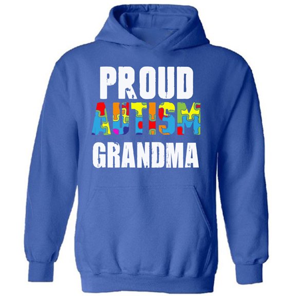 Proud Autism Grandma Hoodie for Women Colorful Puzzle Autism Awareness Sweatshirt Graphic Tee
