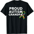 thumbnail image 1 of Proud Autism Grandpa Ribbon Puzzle Piece T-Shirt, 1 of 4
