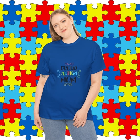 Proud Autism Mom Autism Awareness Unisex Heavy Cotton T-shirt