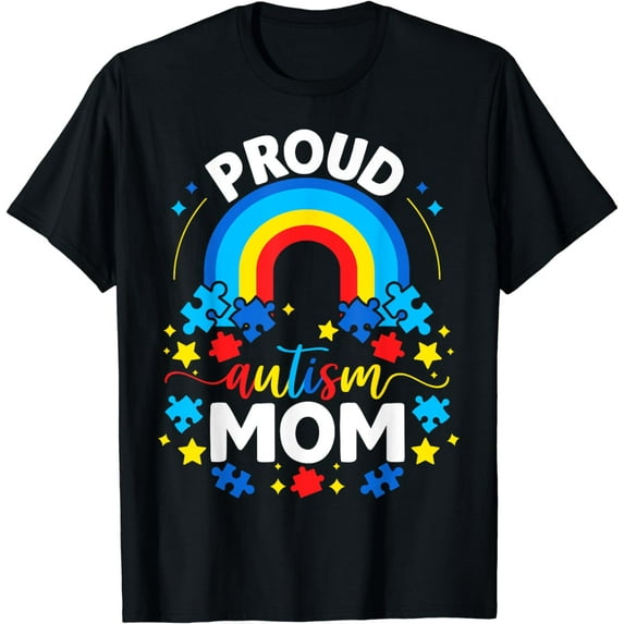 Proud Autism Mom bleu rainbow autism Awareness mom T-Shirt