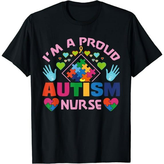 Proud Autism Nurse Awareness Colorful Puzzle Piece Family T-Shirt