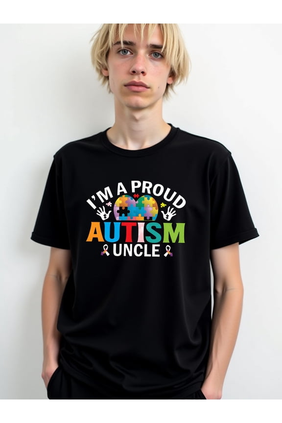 Proud Autism Uncle Shirt Mens funny t shirts black gifts limited edition Spring and summer outdoor wear Funny Unisex Shirt Cotton tshirts