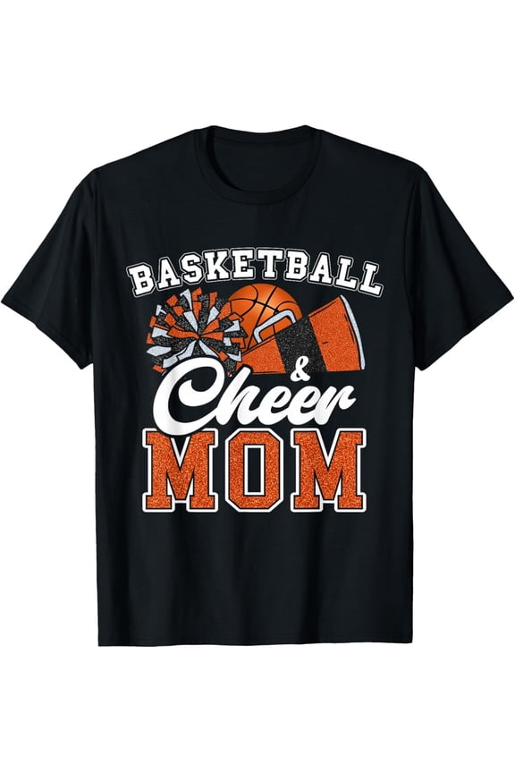 Proud Basketball & Cheer Mom Cheerleader Mom Mama Orange T-Shirt TShirt