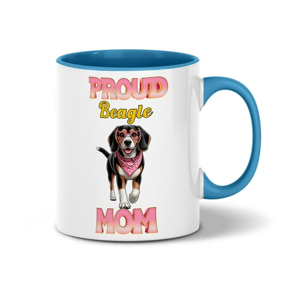 Proud Beagle Mom Happy Mother's Day with Love 11oz Accent Two-tone Mug Beagles Dog Lover Gifts Idea Coffee Tea Cup - 02003