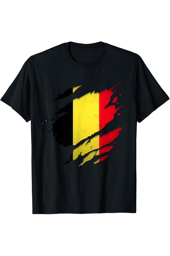 Proud Belgian Shirts | Torn Ripped Belgium Flag T-Shirt