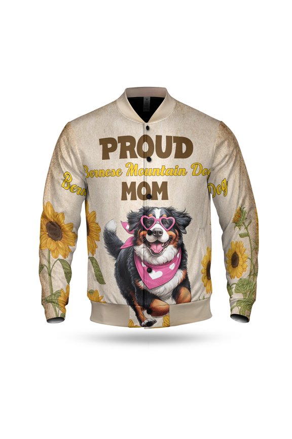 Proud Bernese Mountain Dog Mom Happy Mother's Day with Love All Over Print 3D Baseball Jacket Berner Lover Gifts Bomber Jacket Softball - 02003