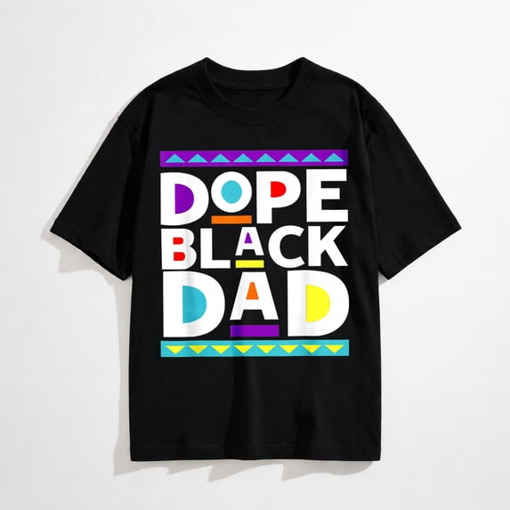 Proud Black Dad Graphic T-Shirt, New Dad African American Father Casual Tee