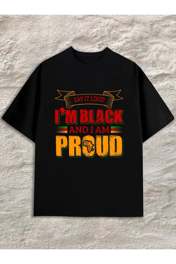 Proud Black Pride men black printed T-shirts, Streetwear style clothing Basic Unisex Shirt Cotton tshirts Basic Unisex Shirt Short Sleeve tshirts