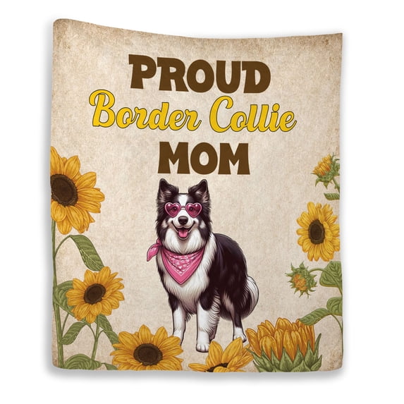 Proud Border Collie Mom Happy Mother's Day with Love Quilt Blanket Borders Dog Lovers Gifts Idea Cozy Comforter Throw Blanket - 02003