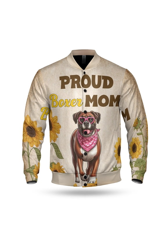 Proud Boxer Mom Happy Mother's Day with Love All Over Print 3D Baseball Jacket Boxers Dog Lover Gifts Idea Bomber Jacket Softball - 02003