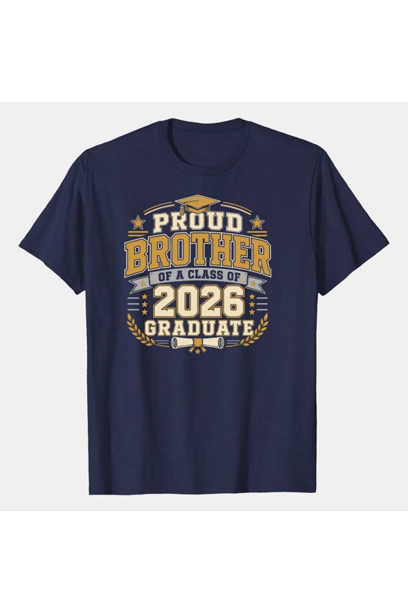 Proud Brother Class of 2026 Graduate T-Shirt Collegiate Varsity Graduation Family Support Graphic Tee