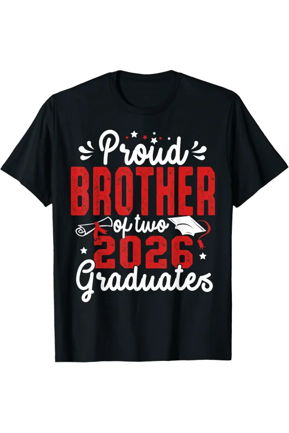 Proud Brother Of Two Graduates Twins Graduation Support Graphic T-Shirt